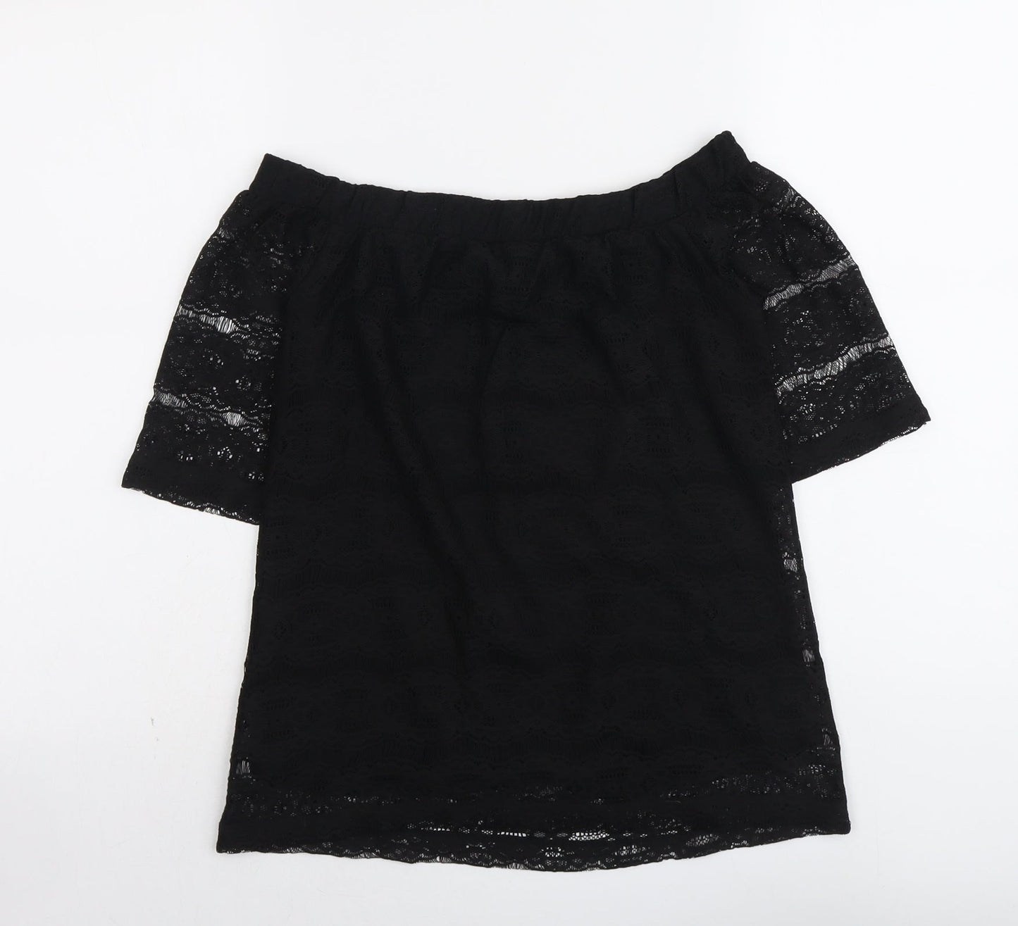 Dorothy Perkins Womens Black Polyester Basic Blouse Size 8 Off the Shoulder