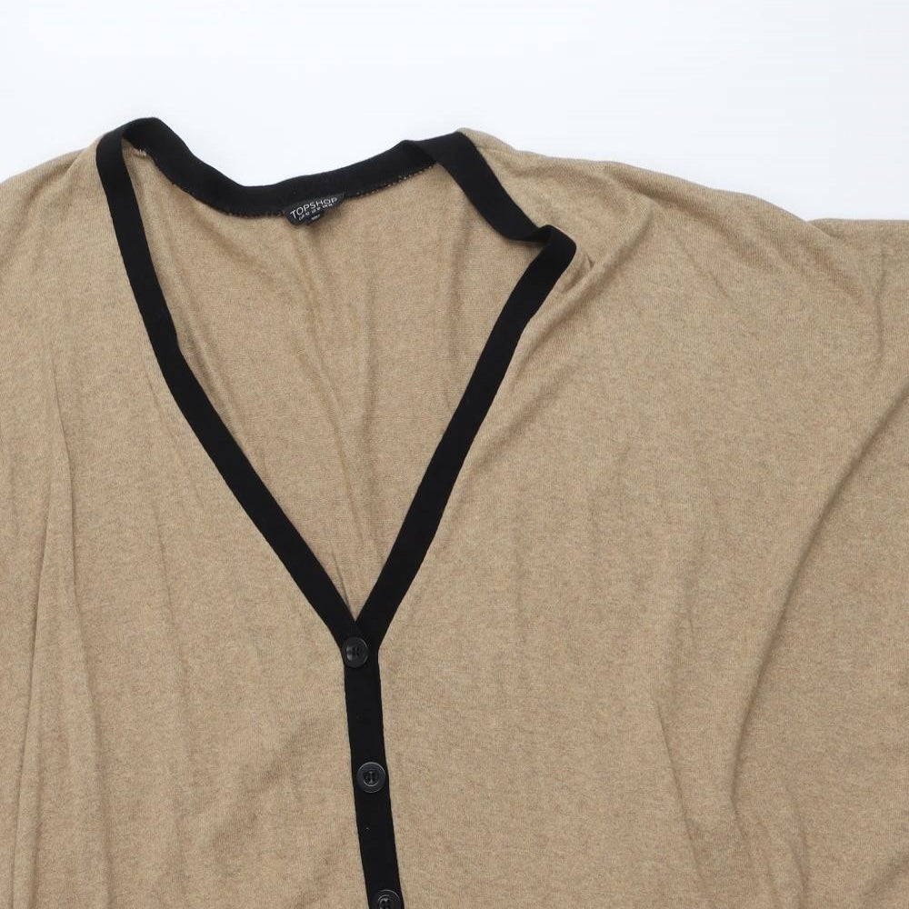 Topshop Womens Beige V-Neck Cotton Cardigan Jumper Size 14