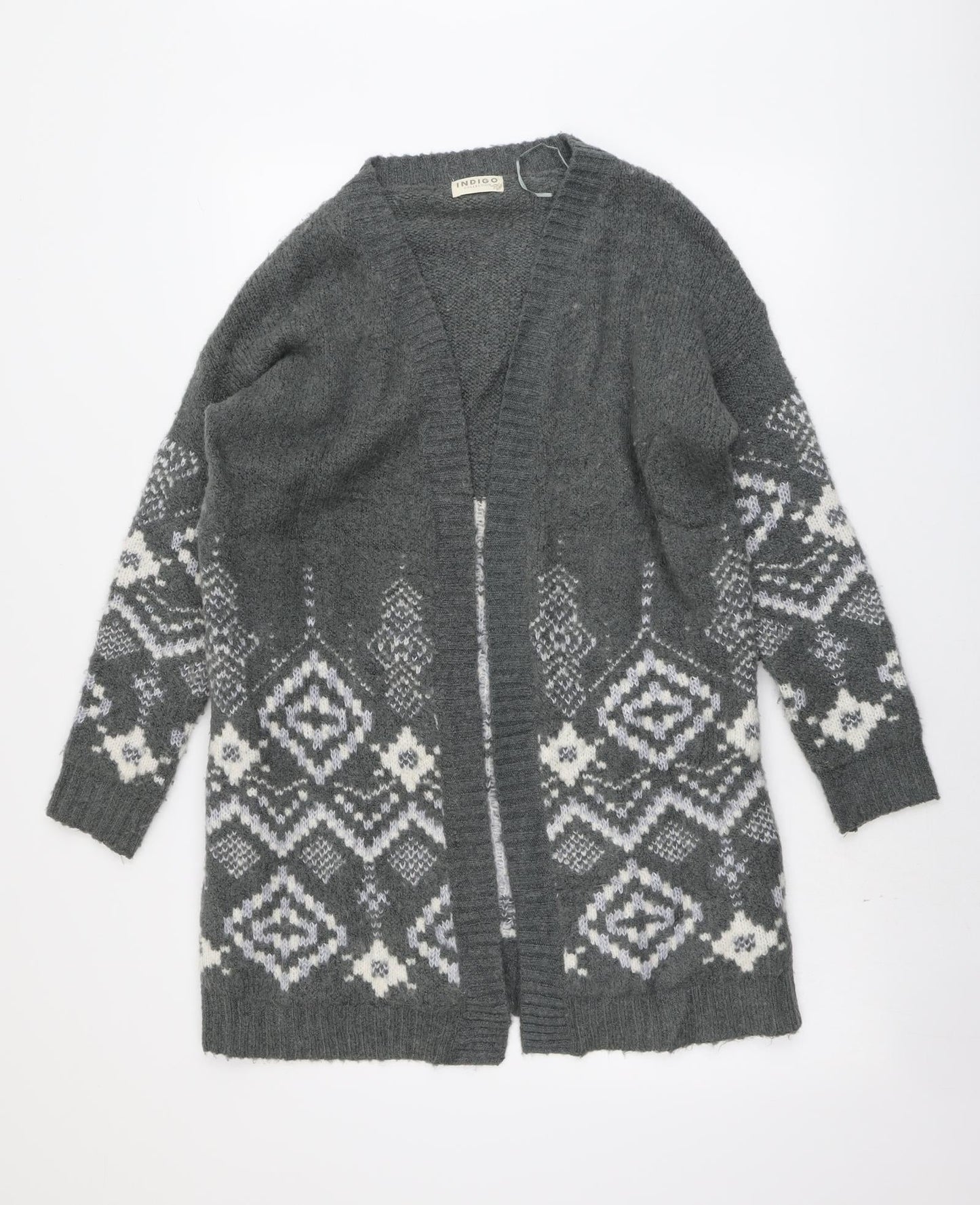 Marks and Spencer Womens Grey V-Neck Acrylic Cardigan Jumper Size 12