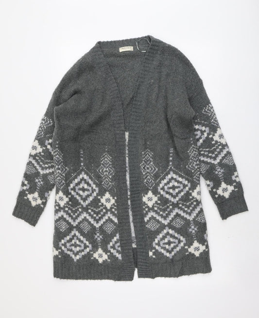 Marks and Spencer Womens Grey V-Neck Acrylic Cardigan Jumper Size 12