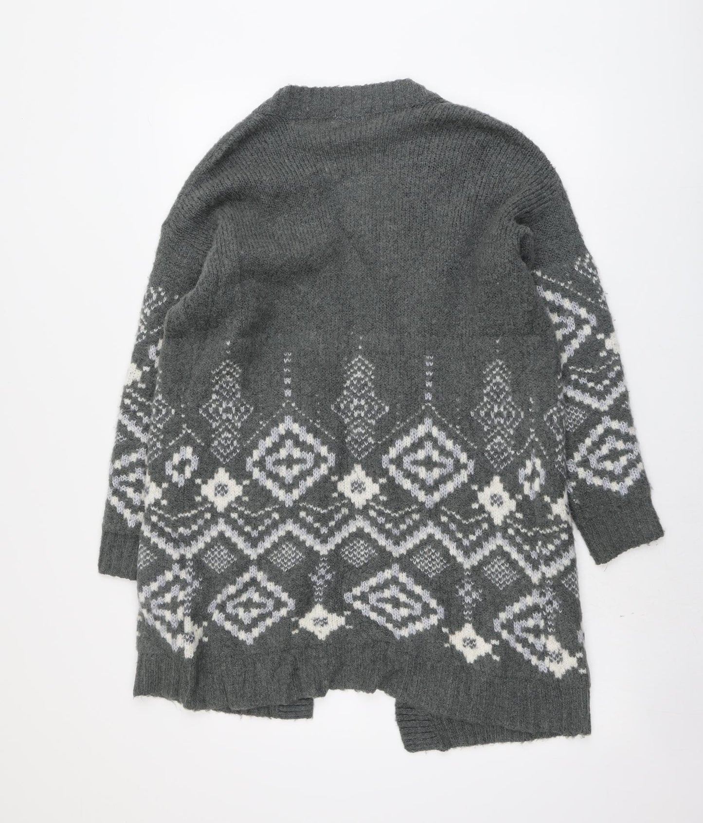 Marks and Spencer Womens Grey V-Neck Acrylic Cardigan Jumper Size 12