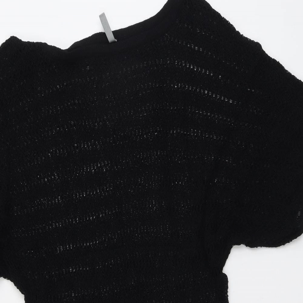 South Womens Black Round Neck Acrylic Pullover Jumper Size 14