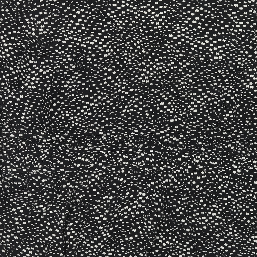 Per Una Womens Black Geometric Viscose Basic Button-Up Size 12 V-Neck