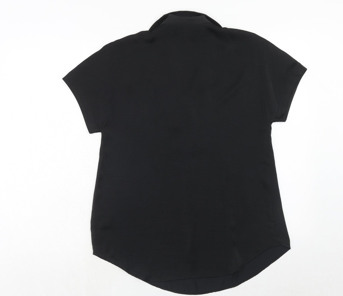 Marks and Spencer Womens Black Polyester Basic Blouse Size 6 Collared