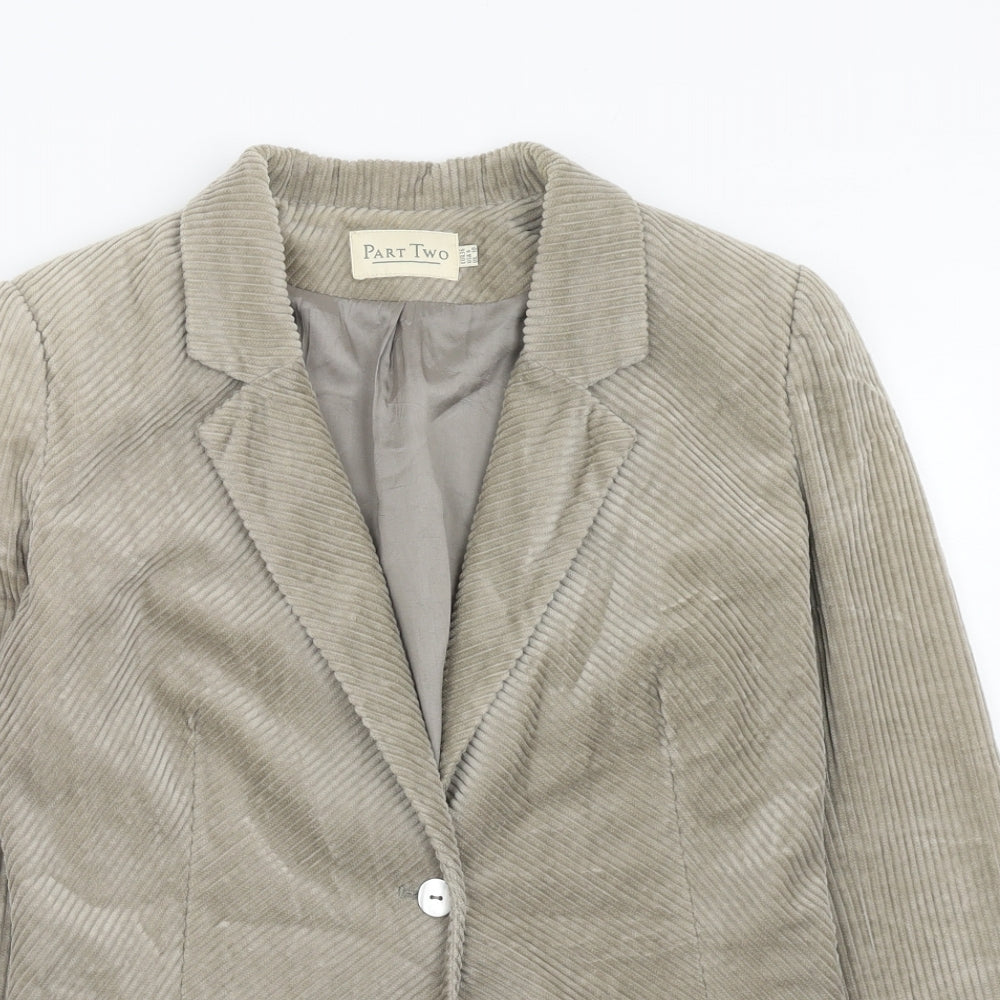 Part Two Womens Beige Cotton Jacket Blazer Size 10