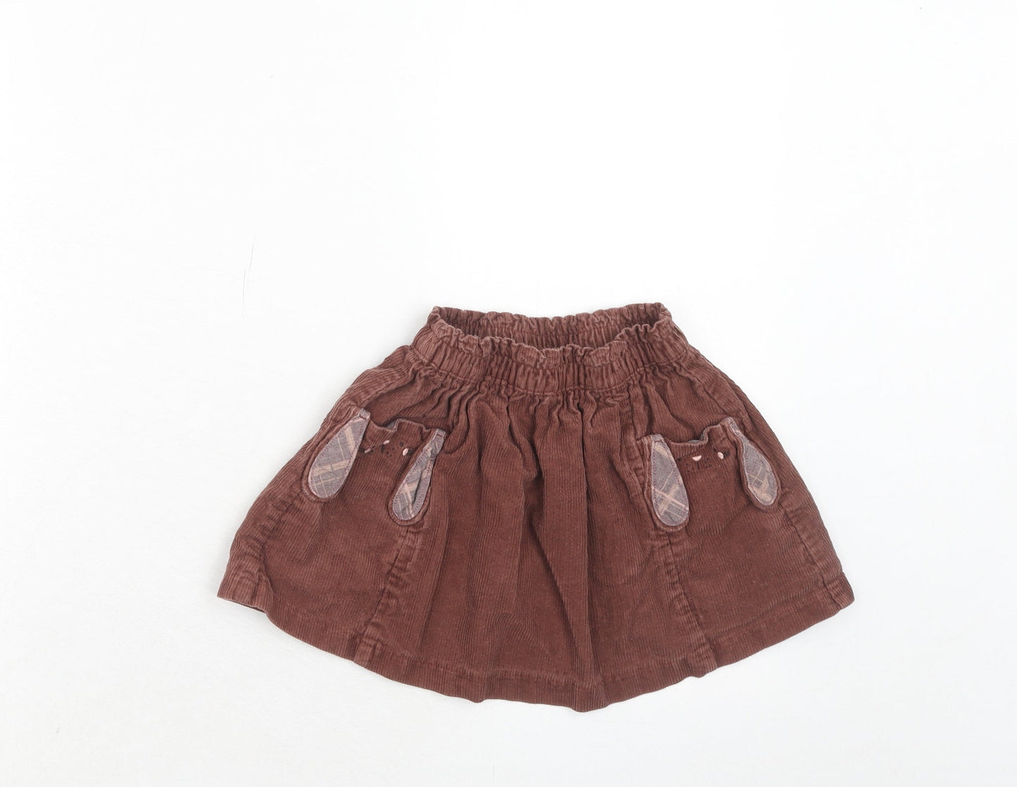 NEXT Girls Brown Cotton Skater Skirt Size 2-3 Years Regular Pull On