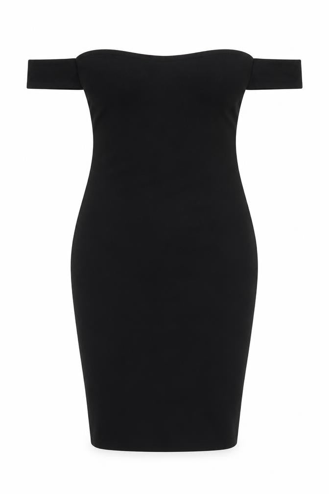 Boohoo Womens Black Polyester Bodycon Size 10 Off the Shoulder Pullover