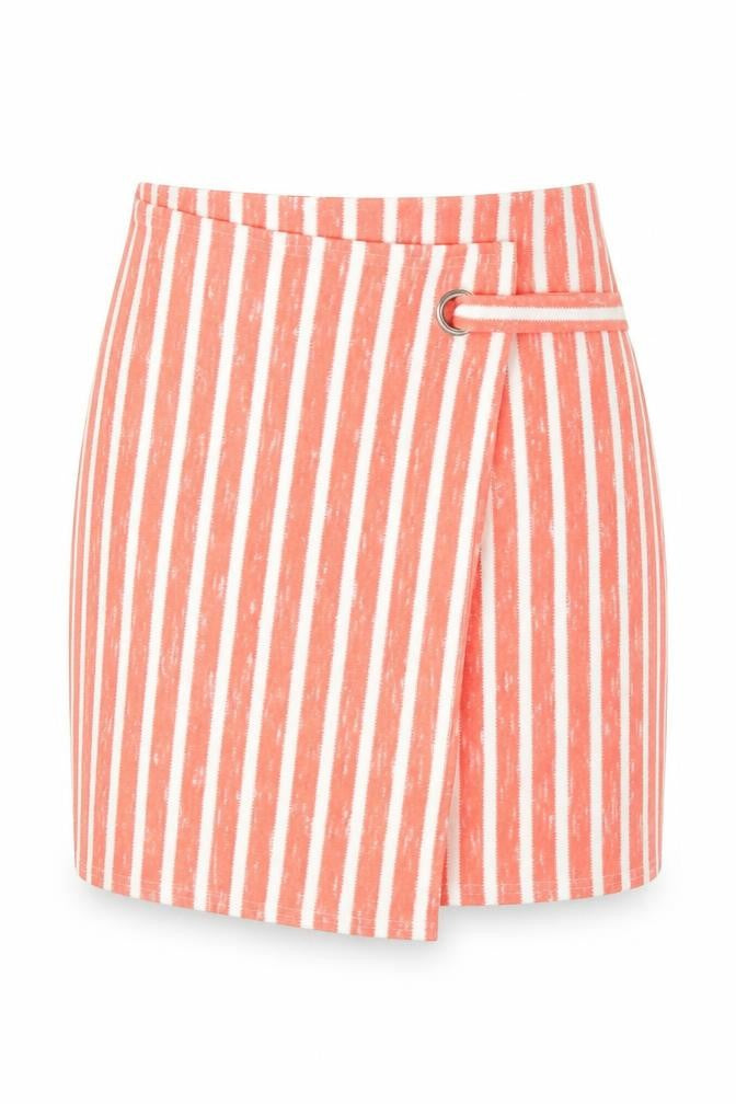 PRETTYLITTLETHING Womens Orange Striped Polyester Bandage Skirt Size 10