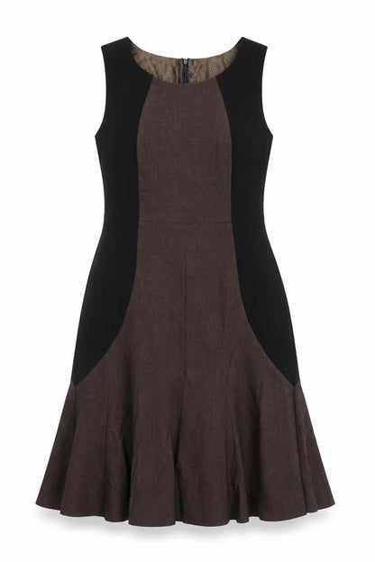 Next Womens Black Colourblock Polyester Trapeze & Swing Size 12 Round Neck Zip