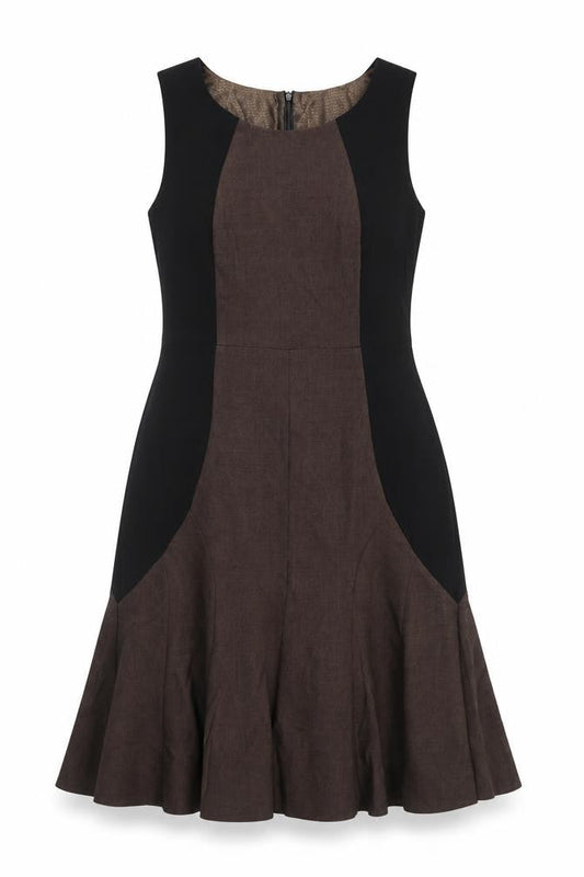 Next Womens Black Colourblock Polyester Trapeze & Swing Size 12 Round Neck Zip
