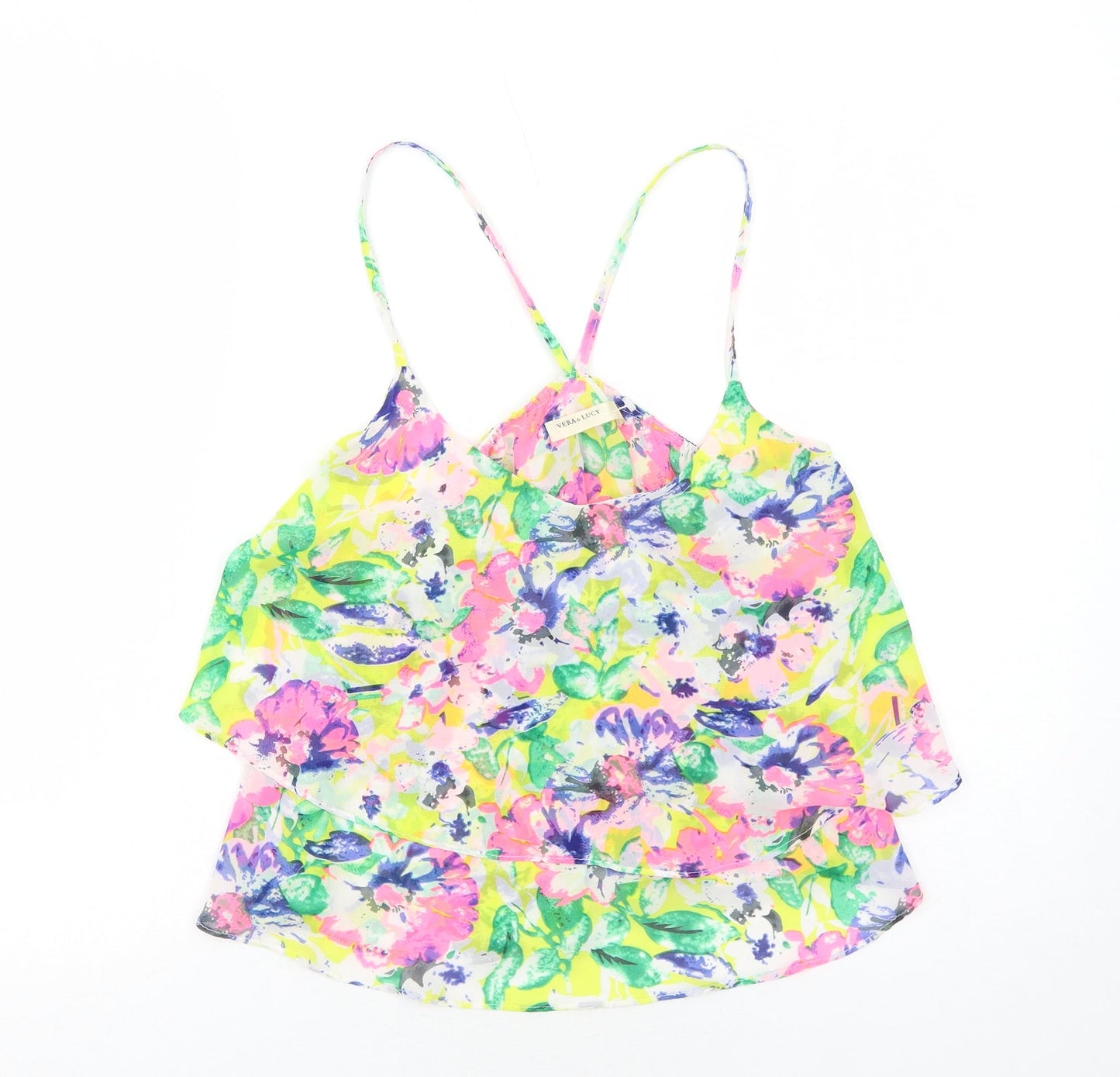 Vera&Lucy Womens Multicoloured Fair Isle Polyester Camisole Tank Size S Round Neck