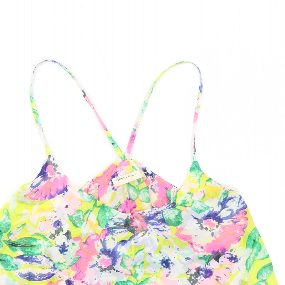 Vera&Lucy Womens Multicoloured Fair Isle Polyester Camisole Tank Size S Round Neck