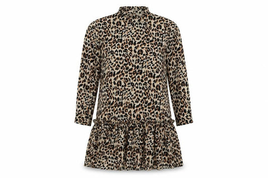 ASOS Womens Brown Animal Print Polyester Skater Dress Size 8 Round Neck Button - Leopard Pattern