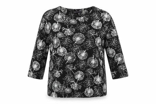 Marks and Spencer Womens Black Geometric Polyester Basic Blouse Size 12 Round Neck - Dandelions Print
