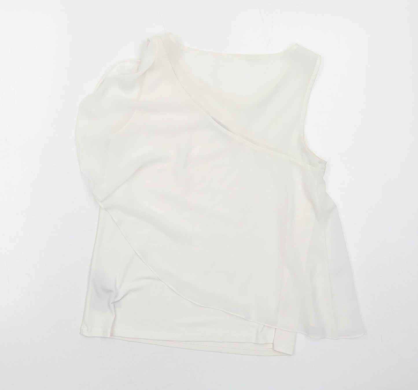 Oasis Womens White Polyester Basic Tank Size 8 Round Neck