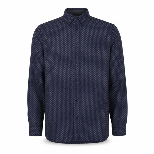 Livergy Mens Blue Geometric Cotton Button-Up Size 15.5 Collared Button - Collar 15½''