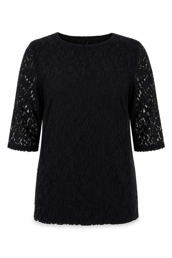 NEXT Womens Black Floral Cotton Basic Blouse Size 10 Round Neck
