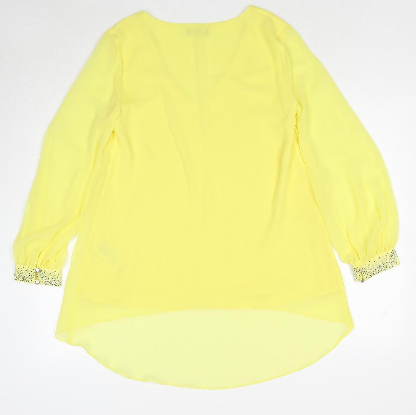 Wallis Womens Yellow Polyester Basic Blouse Size 8 V-Neck