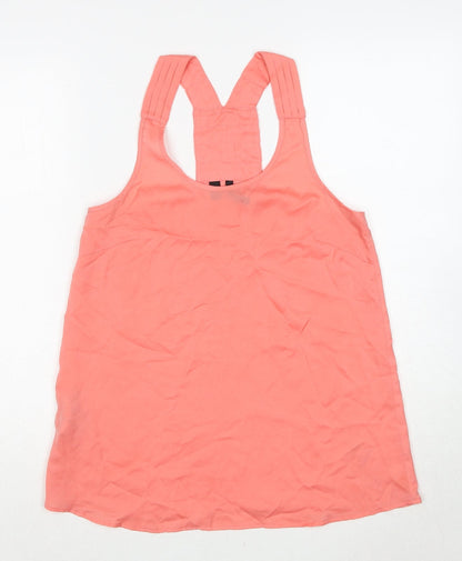 Mango Womens Pink Polyester Basic Tank Size S Round Neck