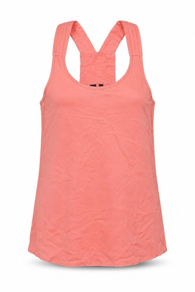 Mango Womens Pink Polyester Basic Tank Size S Round Neck