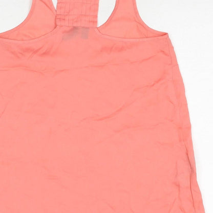 Mango Womens Pink Polyester Basic Tank Size S Round Neck