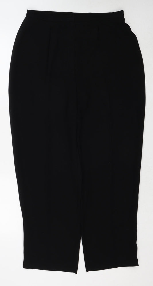 Marks and Spencer Womens Black Polyester Trousers Size 16 Regular Zip