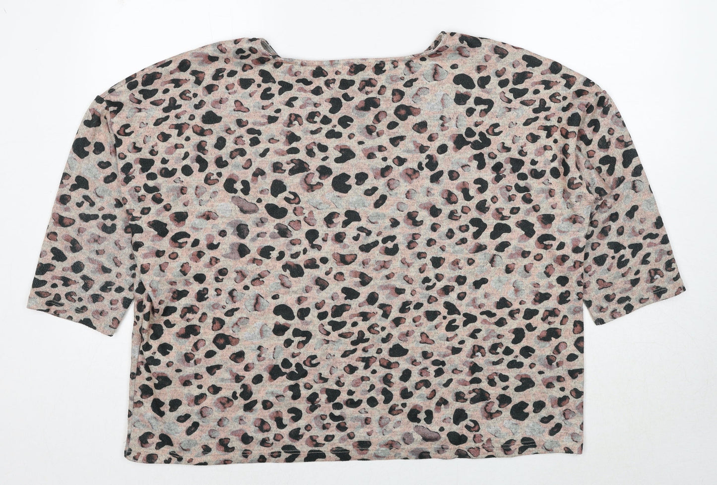 Principles Womens Beige Round Neck Animal Print Polyester Pullover Jumper Size 18 - Leopard Pattern
