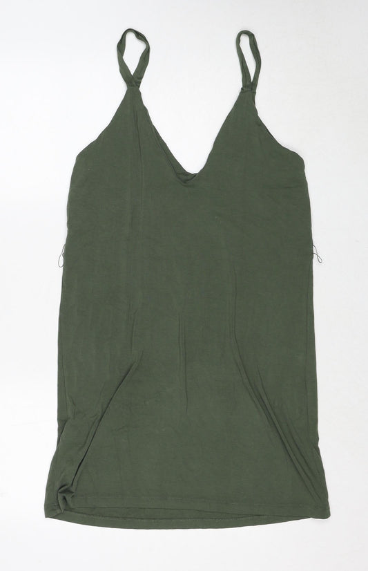 ASOS Womens Green Viscose Slip Dress Size 12 V-Neck Pullover