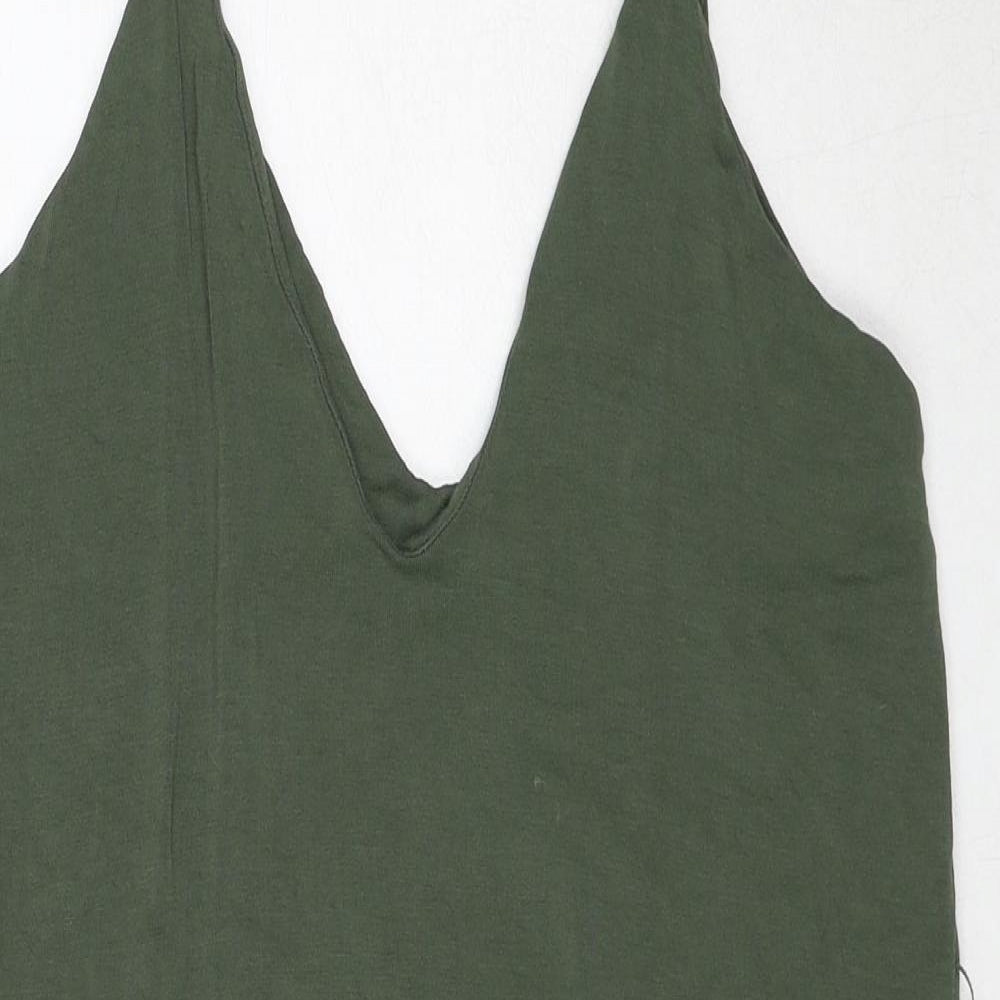 ASOS Womens Green Viscose Slip Dress Size 12 V-Neck Pullover