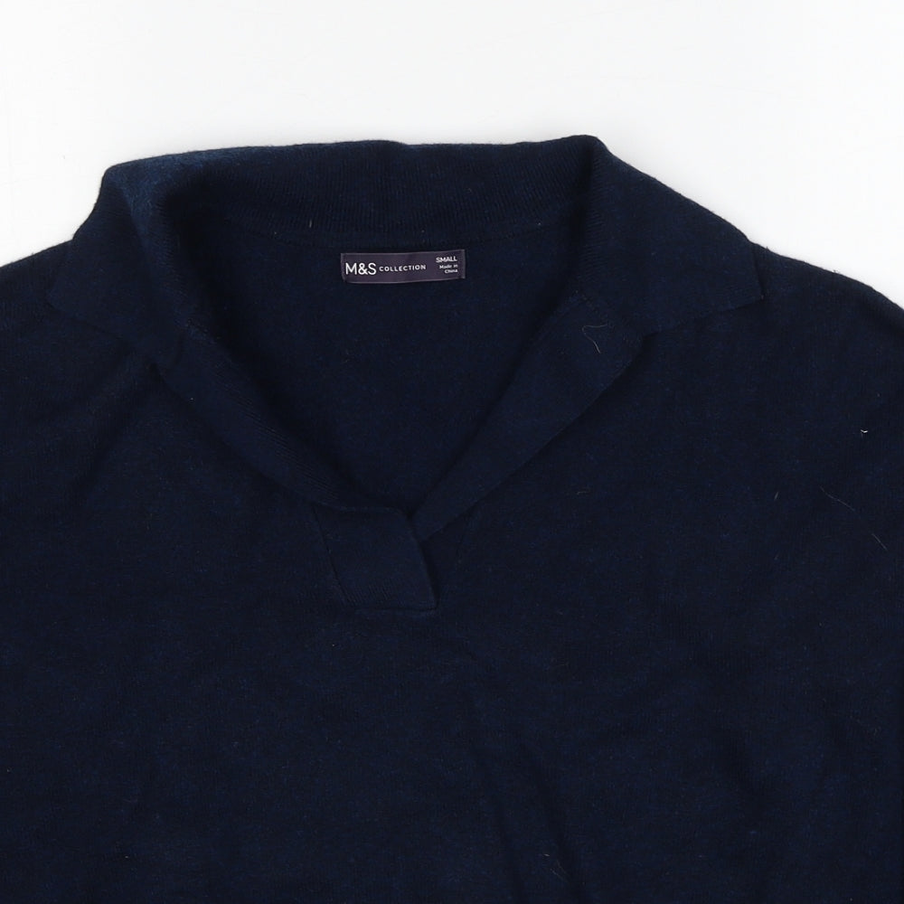 Marks and Spencer Womens Blue Collared Polyester Pullover Jumper Size S