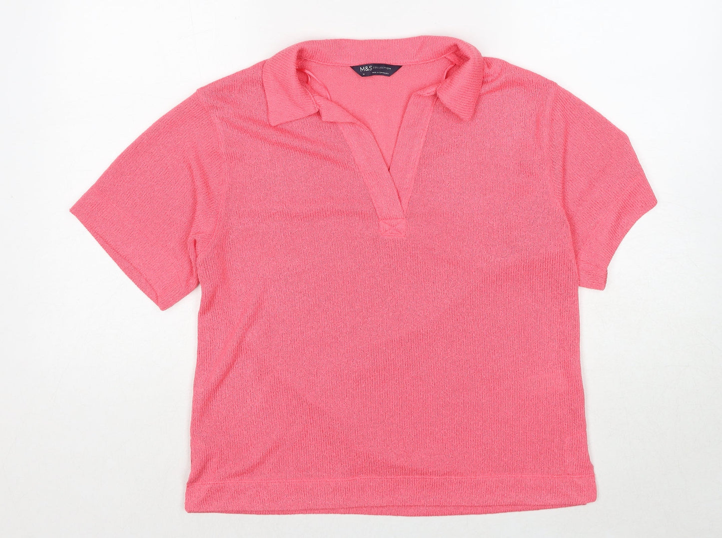 Marks and Spencer Womens Pink Collared Polyester Pullover Jumper Size 10