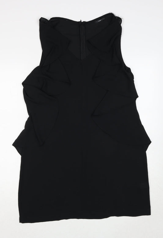 I-ner Womens Black Polyester Mini Size L Round Neck Zip