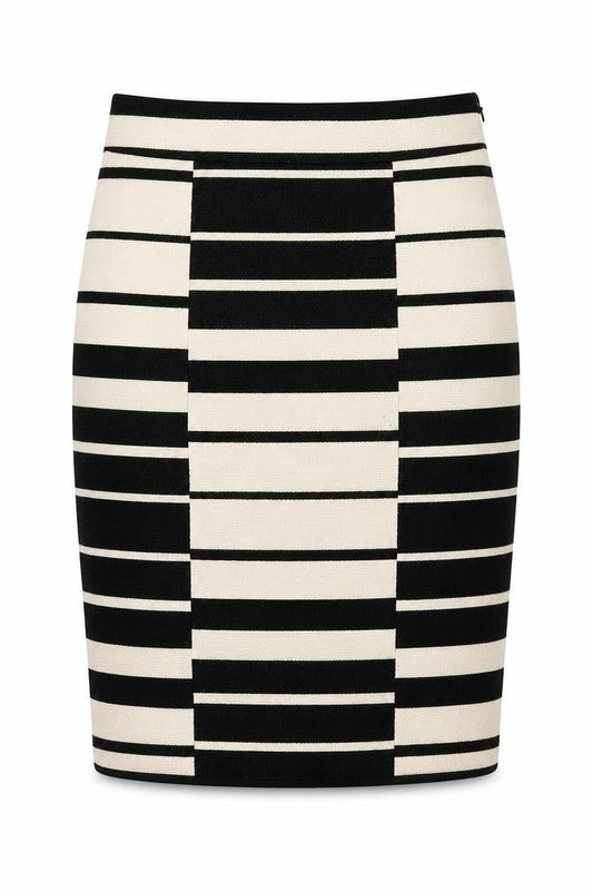 Ann Taylor Womens Black Geometric Cotton Straight & Pencil Skirt Size S Zip - Label size 2
