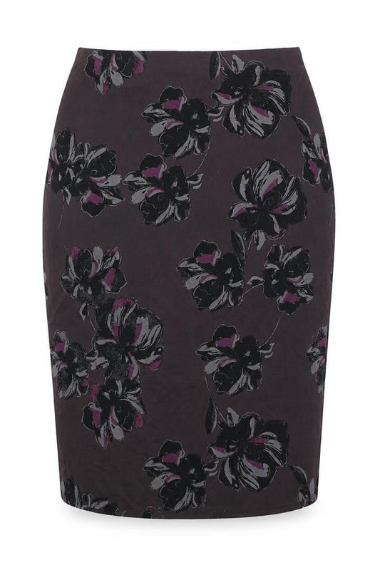 Ann Taylor Womens Brown Floral Cotton Straight & Pencil Skirt Size S Zip - Label size 2