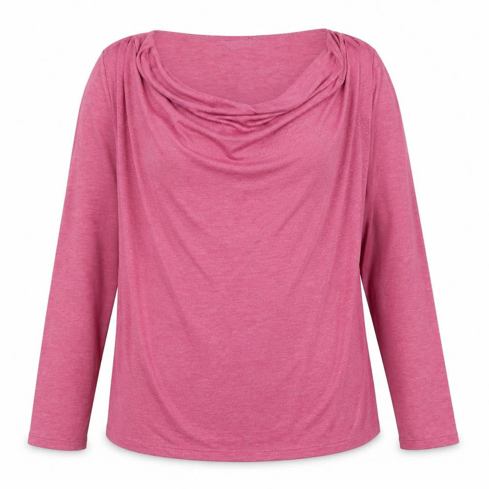 Marks & Spencer Womens Pink Polyester Basic T-Shirt Size 8 Cowl Neck