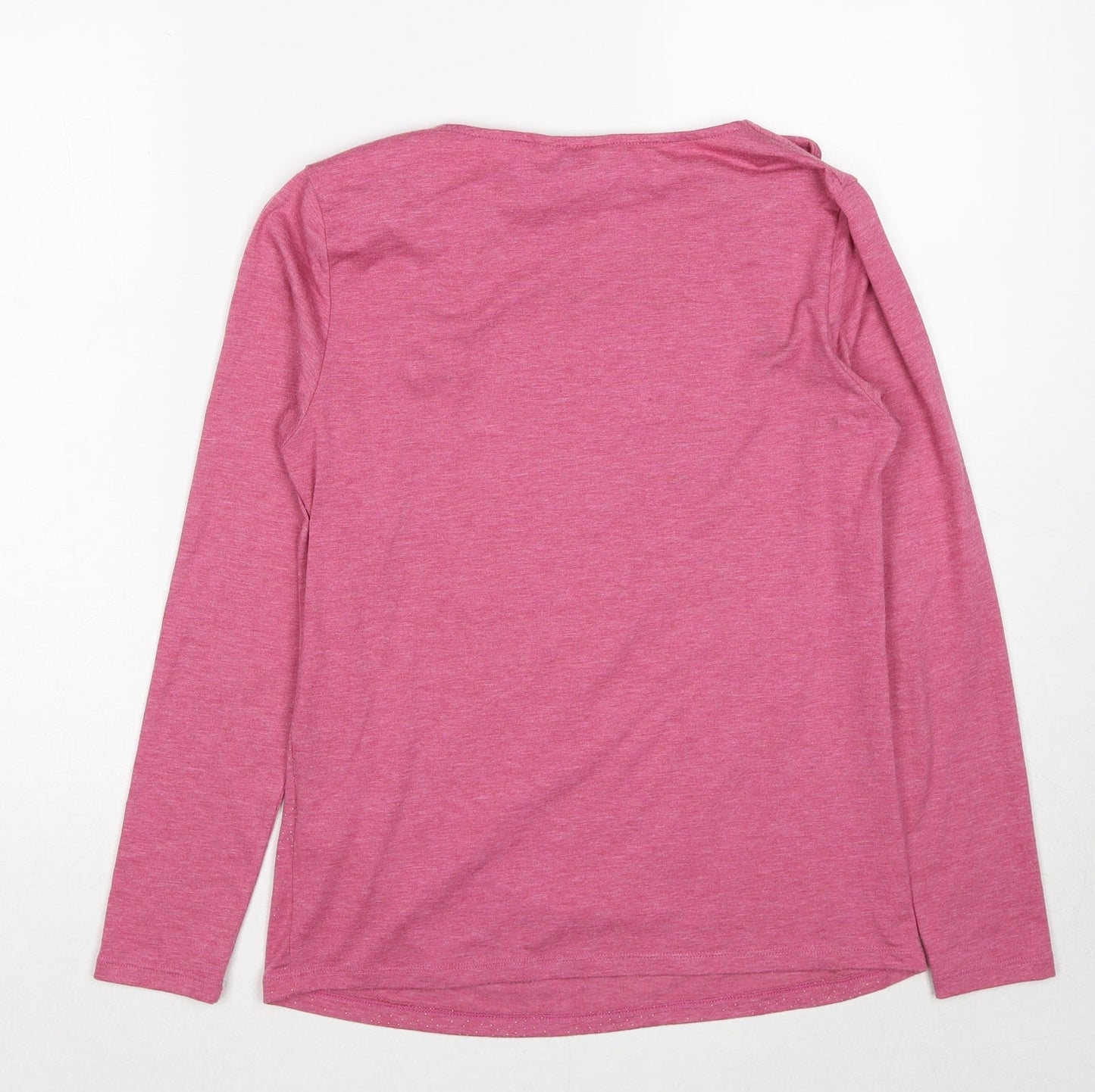 Marks and Spencer Womens Pink Polyester Basic T-Shirt Size 8 Cowl Neck