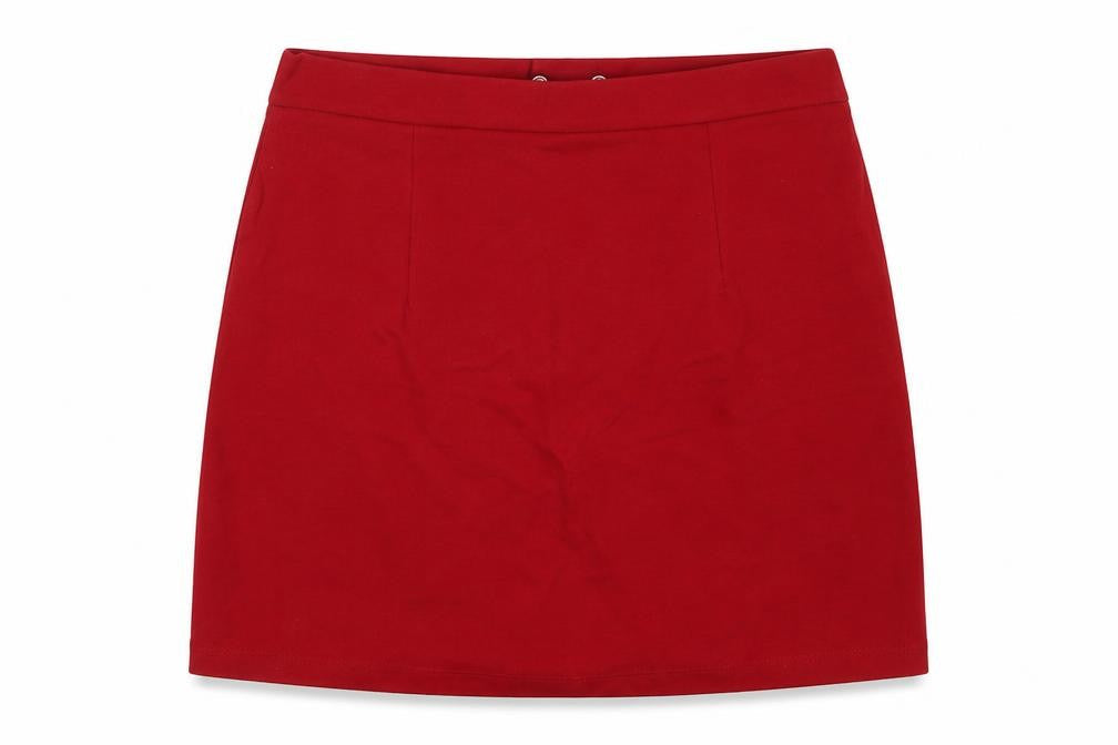 Bershka Womens Red Viscose A-Line Skirt Size S Zip