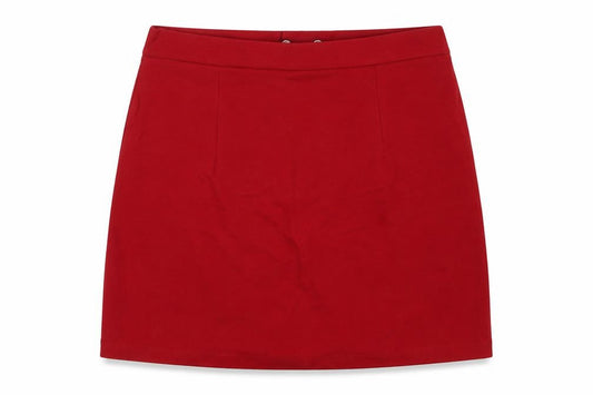 Bershka Womens Red Viscose A-Line Skirt Size S Zip