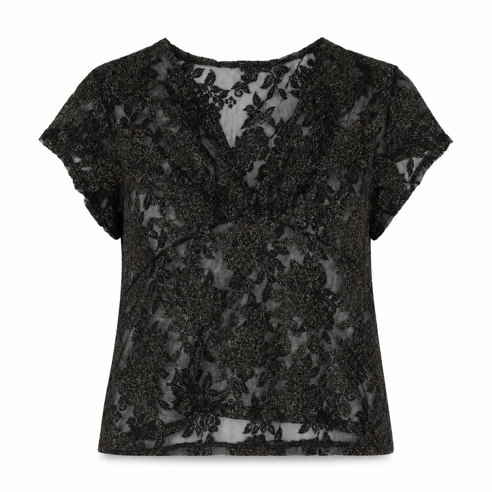 Bonmarché Womens Black Geometric Polyester Basic Blouse Size M V-Neck
