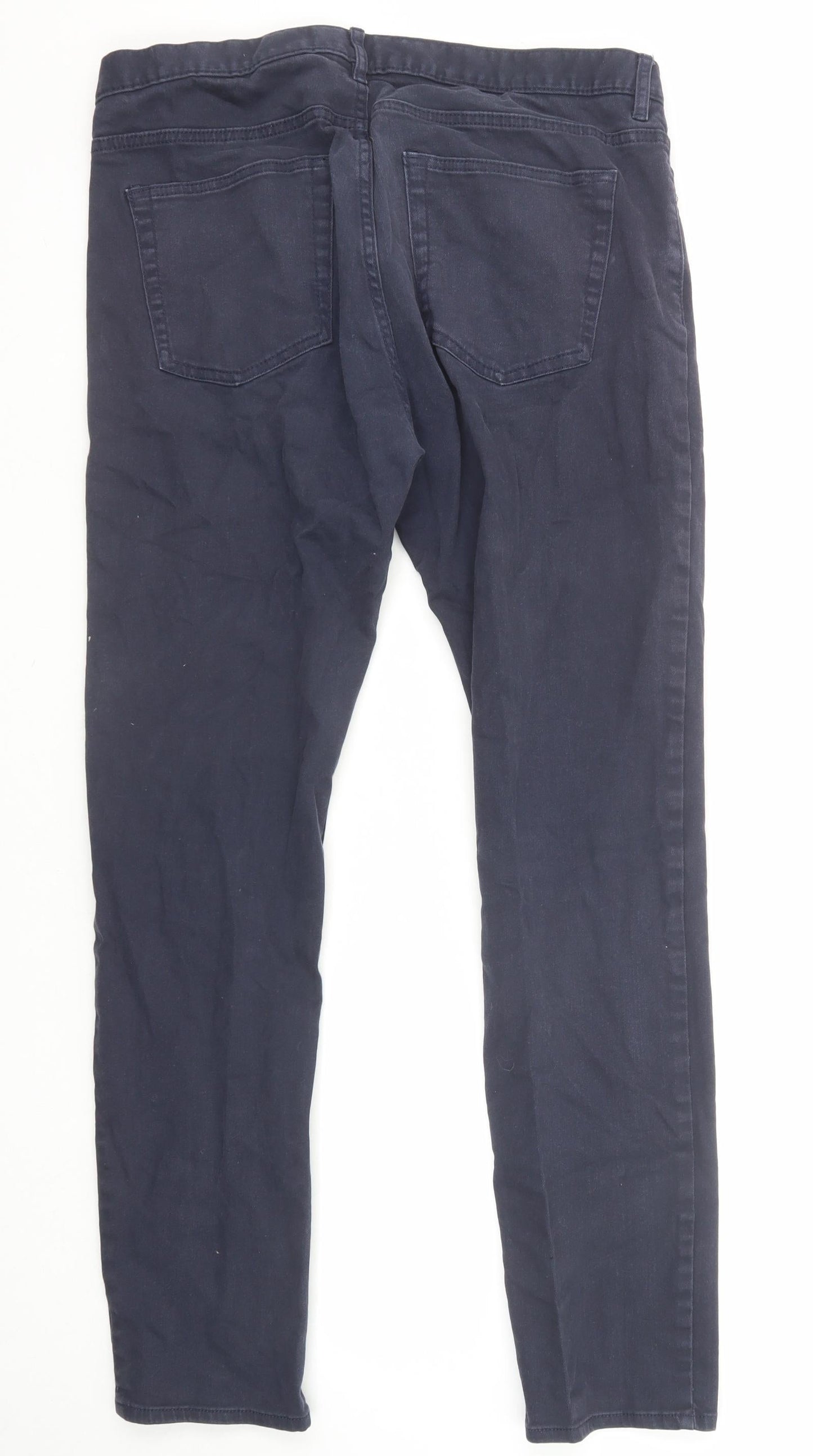 H&M Womens Blue Cotton Skinny Jeans Size 8 Regular Zip