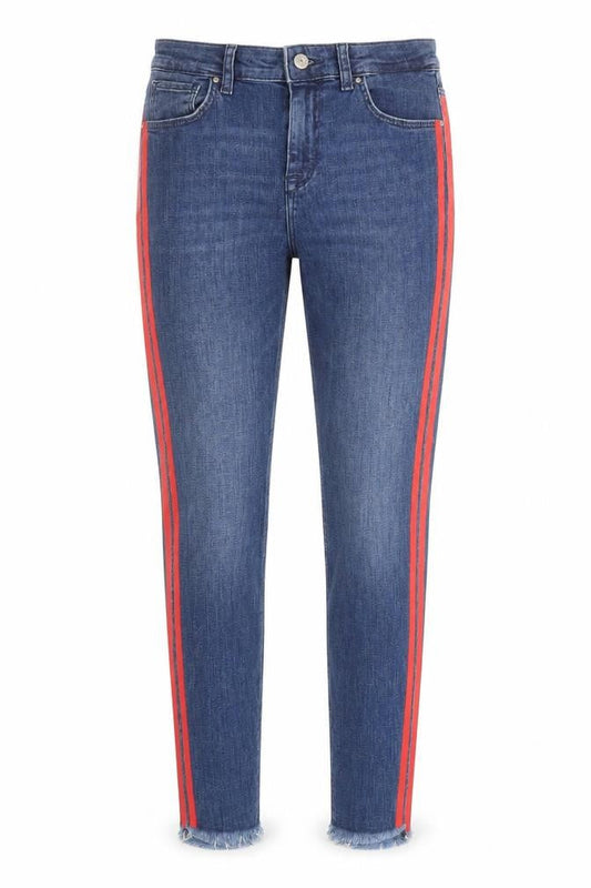 Zara Womens Blue Striped Cotton Skinny Jeans Size 8 Regular Zip