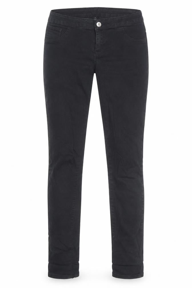 Villa Womens Black Cotton Straight Jeans Size M Regular Zip