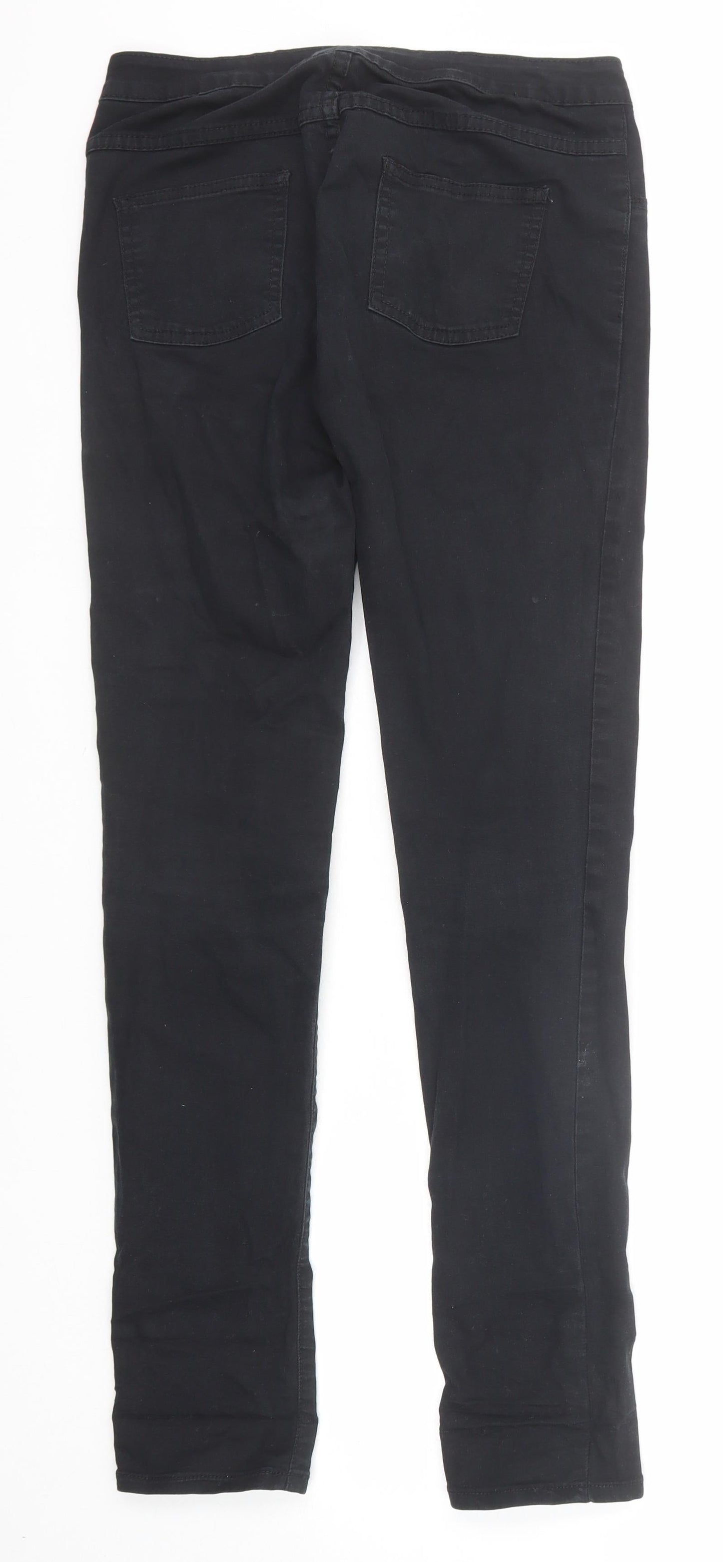 Villa Womens Black Cotton Straight Jeans Size M Regular Zip