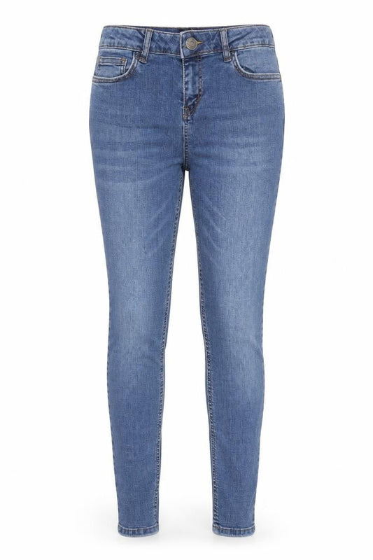 Front view of Hera women’s blue cotton skinny jeans, size UK 30, regular zip