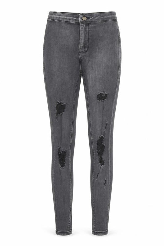 PRETTYLITTLETHING Womens Black Cotton Skinny Jeans Size 8 Regular Zip