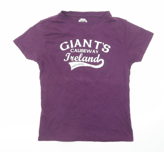 Traditional Craftwear Womens Purple Cotton Basic T-Shirt Size 14 Round Neck - Giant's Causeway Ireland