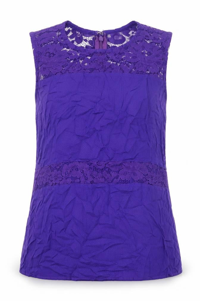 Aurora Womens Purple Viscose Basic Tank Size M Round Neck
