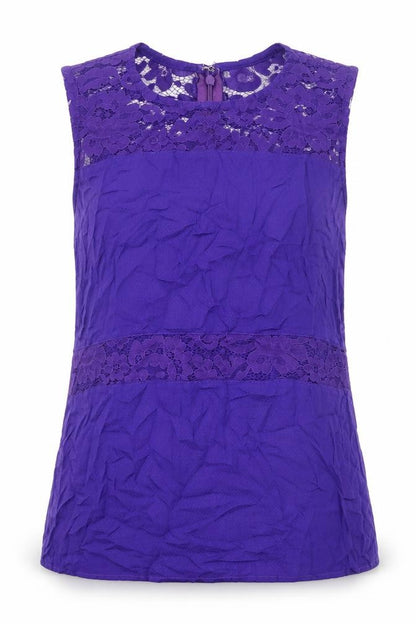 Aurora Womens Purple Viscose Basic Tank Size M Round Neck