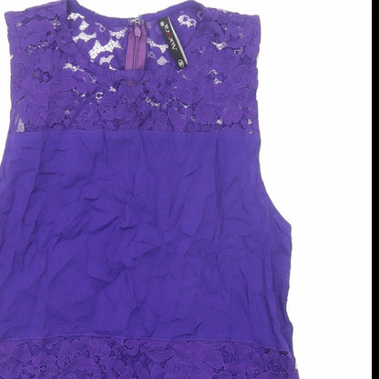 Preloved Aurora Womens Purple Viscose Basic Tank Size M Round Neck - Detail