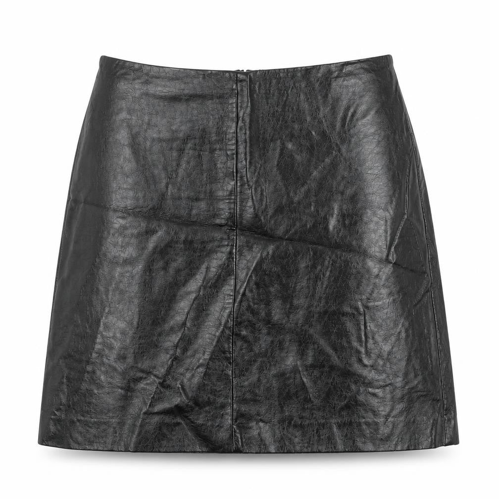 Marks & Spencer Womens Black Polyurethane A-Line Skirt Size 8 Zip